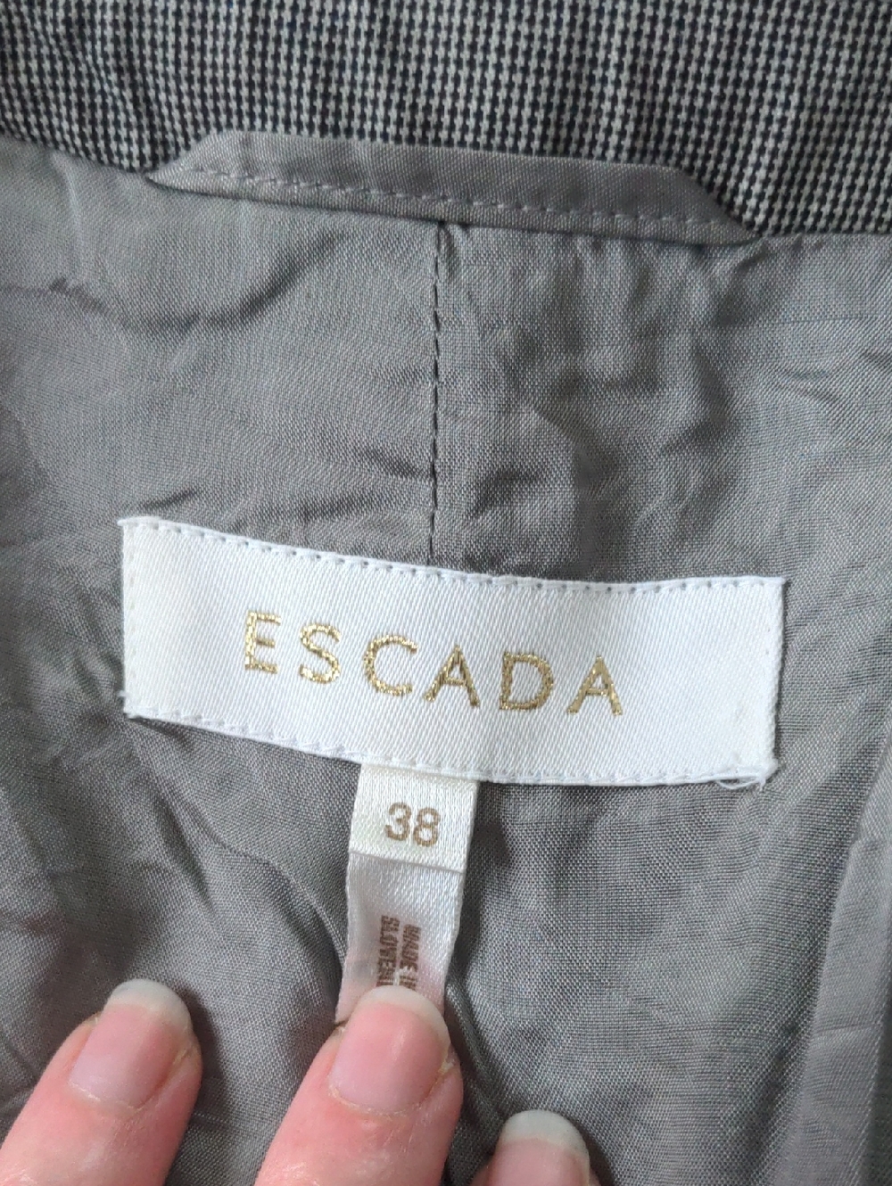 Escada Houndstooth Cotton Peplum Blazer Size 8 (EU Size 38) - Picture 2 of 12